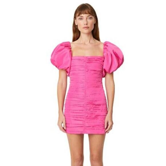 Rhode Suzette Mini Ruched Dress in Malibu Pink DR00642TAF-MLBPN US 4 Small NEW - Picture 1 of 3